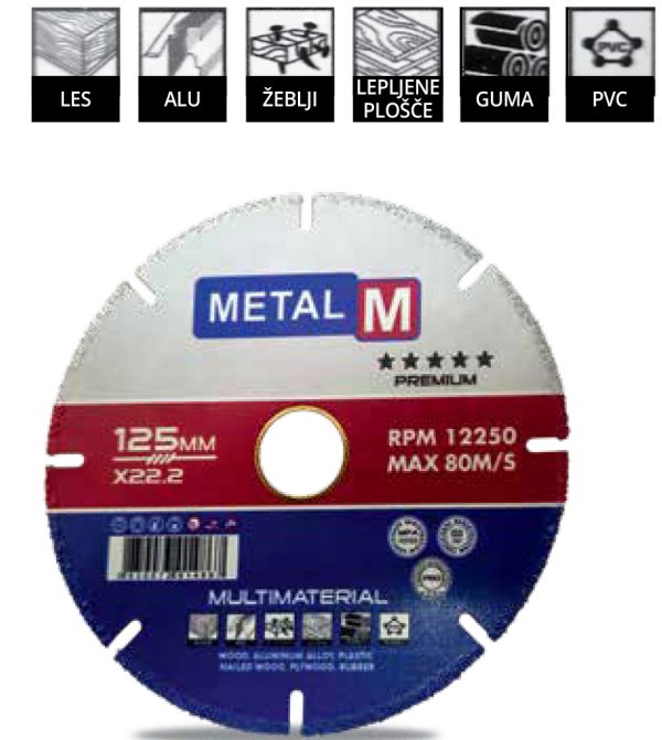 METALM večnamenska rezalna plošča 125x22.23