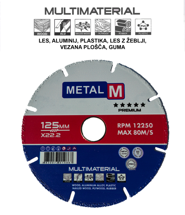 METALM večnamenska rezalna plošča 125x22.23